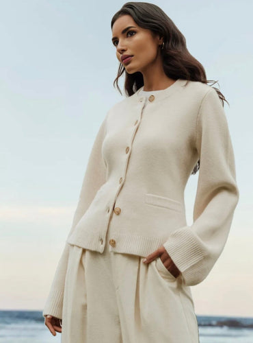Amarae | Cardigan - Button Closure - Round Neck - Long Sleeves - Soft and Comfortable