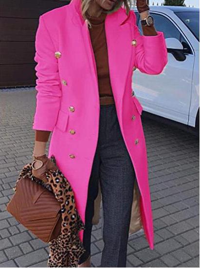 Amarae | Wool Coat with Lapels Button Pocket and Long Sleeves for Women