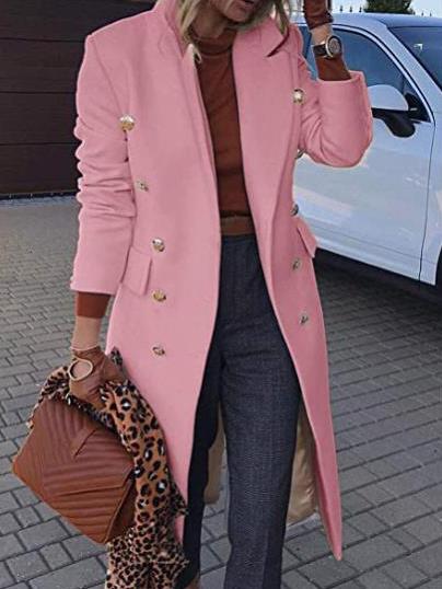 Amarae | Wool Coat with Lapels Button Pocket and Long Sleeves for Women