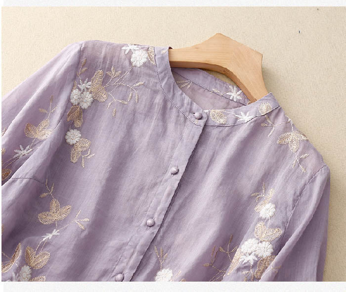 Lune London | Embroidered Cotton Linen Blouse